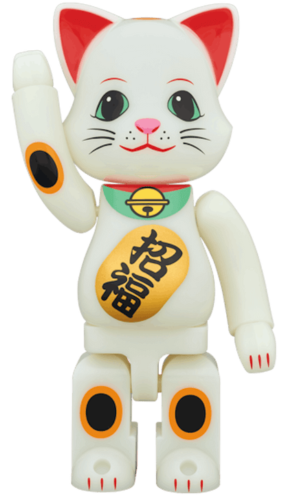 Bearbrick Nyabrick Beckoning Cat GITD 400% White