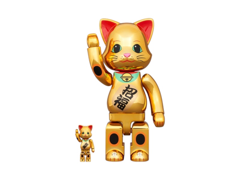 Bearbrick Nyabrick Lucky Cat Blessing Gold Plated 100% & 400% Set