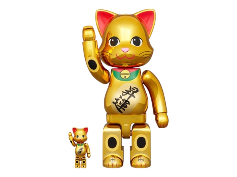 Bearbrick Nyabrick Lucky Cat Rising Fortune Gold Plated 100% & 400% Set