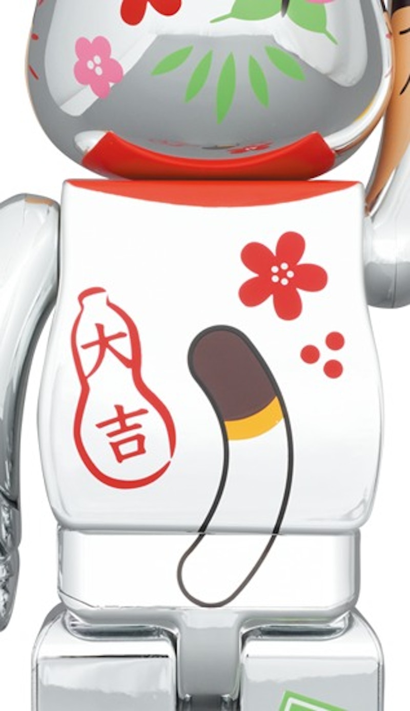 Bearbrick Peko Lucky Cat Peko-chan Lucky 100% & 400% Set Silver