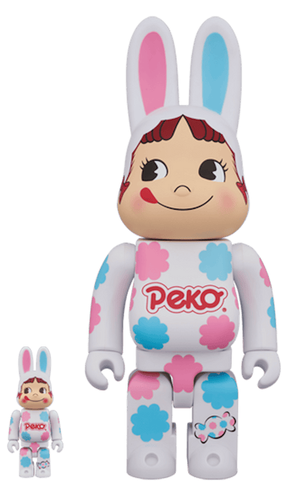 Bearbrick Rabbrick Costume Peko-Chan Milky 100% & 400% Set White