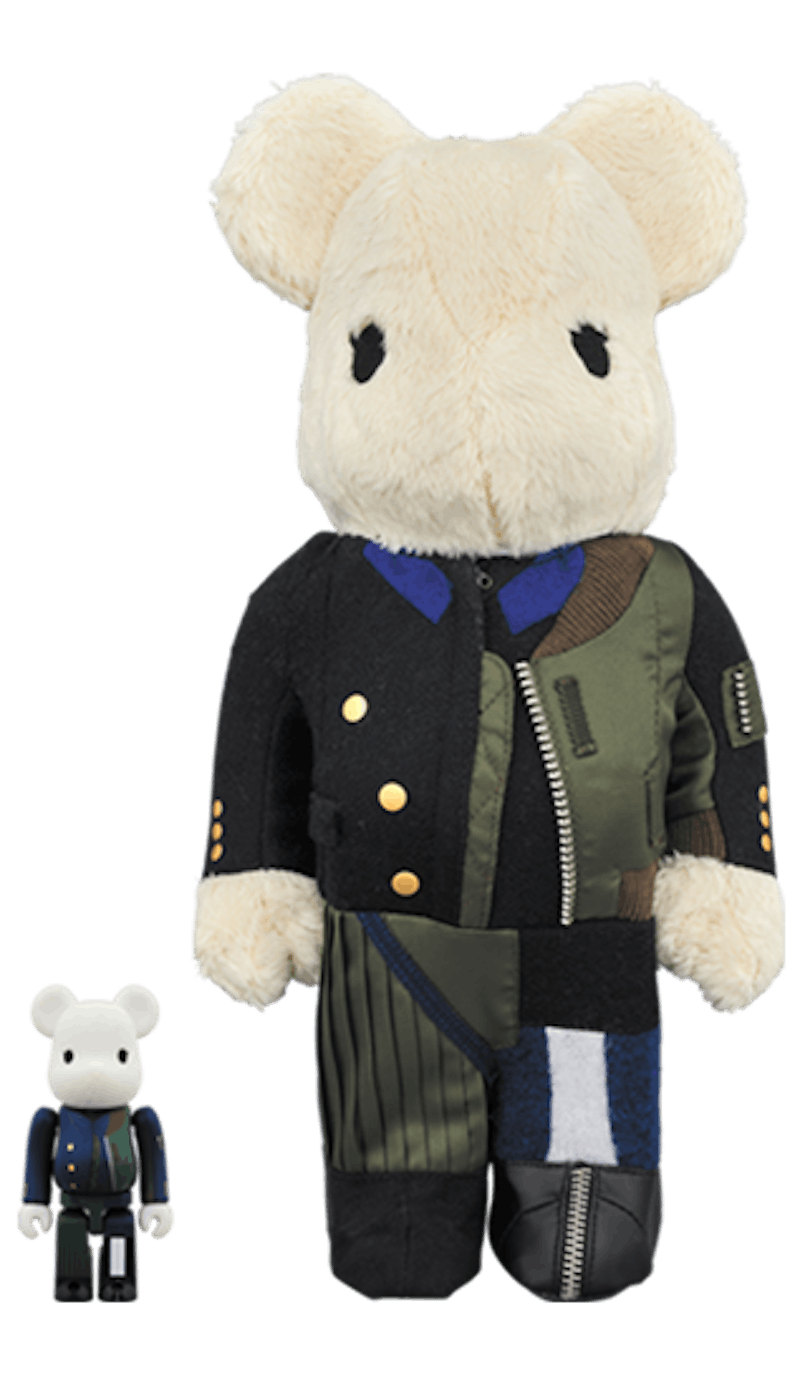 Bearbrick Sacai 2018 AW 100% & 400% Set White