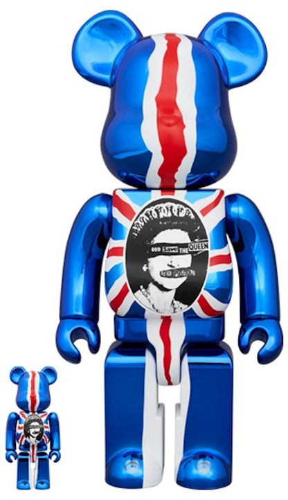 Bearbrick Sex Pistols "God Save The Queen" 100% & 400% Set Chrome