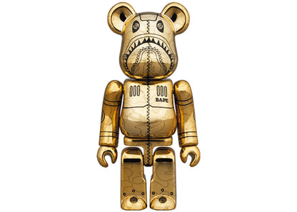 Bearbrick x BAPE x Hajime Sorayama Camo Shark 100% & 400% Set Gold