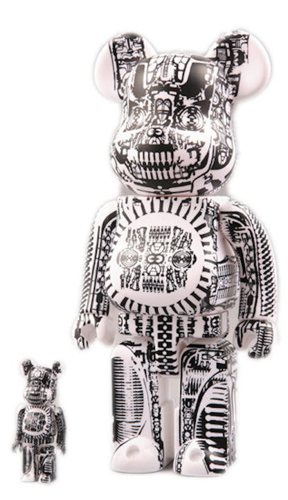 Bearbrick World Wide Tour H.R. Giger 100% & 400% Set White