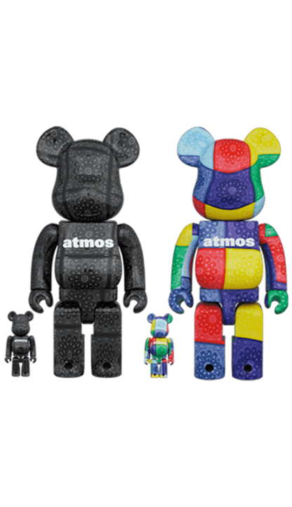 Bearbrick x atmos Bandana 100% & 400% Set of 2 Black/Multi