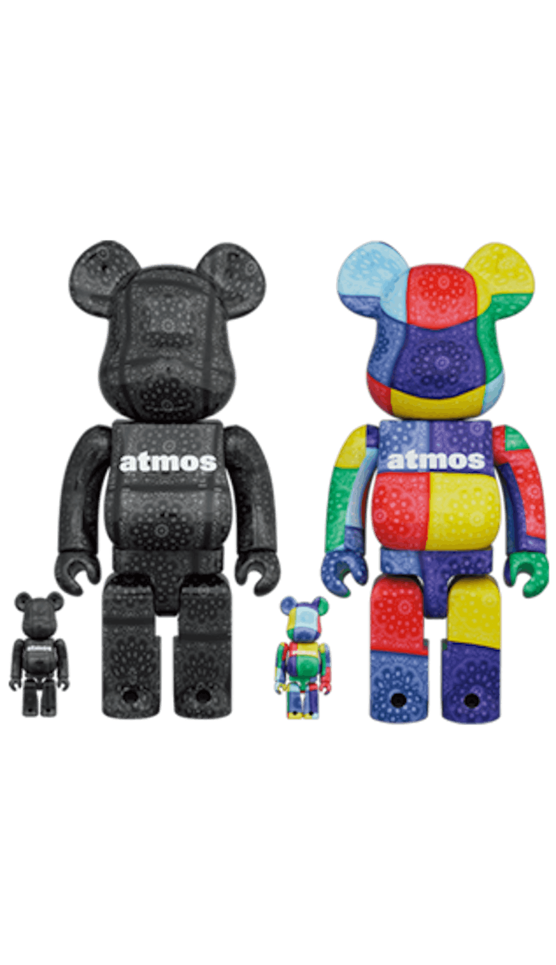 Bearbrick x atmos Bandana 100% & 400% Set of 2 Black/Multi