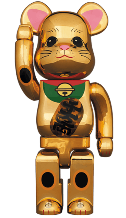 Bearbrick beckoning cat gold-plated emission 400%