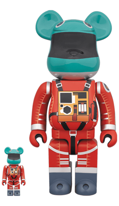 Bearbrick x 2001: A Space Odyssey Space Suit Green Helmet Orange Suit 100% & 400% Multi