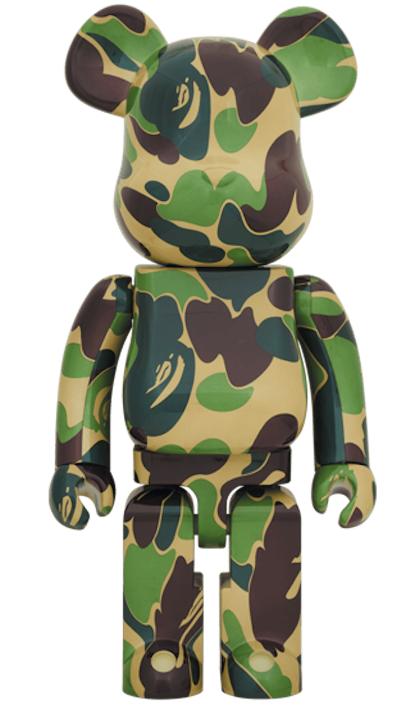 Bearbrick x A Bathing Ape ABC Camo 1000% Green