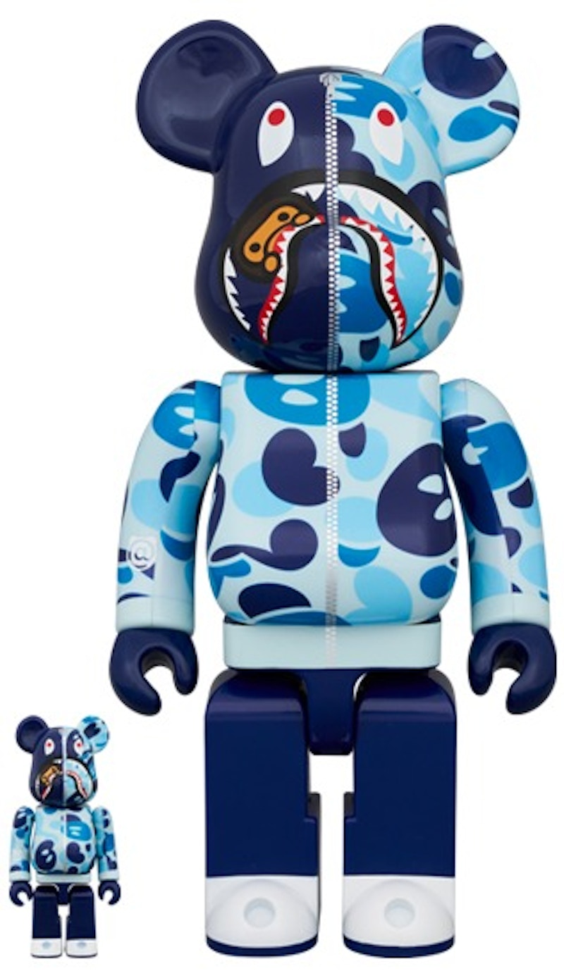Bearbrick x BAPE Baby Milo(R) Camo Shark 100% & 400% Set Blue