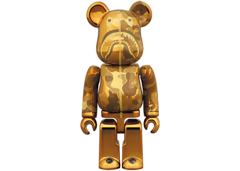 Bearbrick x BAPE Camo Shark 100% & 400% Set Gold