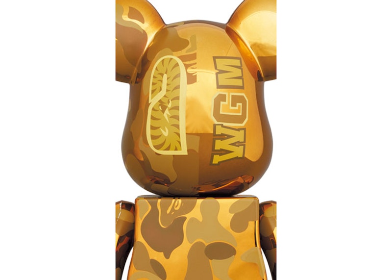 Bearbrick x BAPE Camo Shark 100% & 400% Set Gold