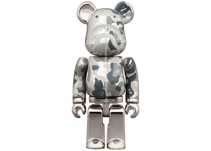 Bearbrick x BAPE Camo Shark 100% & 400% Set Silver