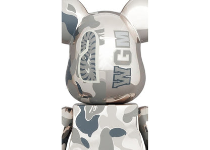 Bearbrick x BAPE Camo Shark 100% & 400% Set Silver