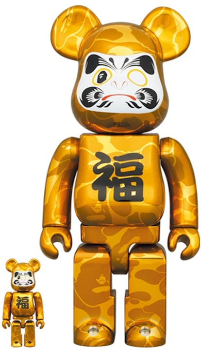 Bearbrick x BAPE Daruma 100% & 400% Set Gold Plated