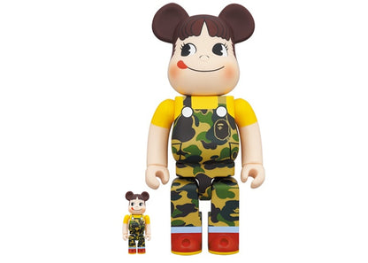 Bearbrick x BAPE Peko-chan 100% & 400% Set Green Camo