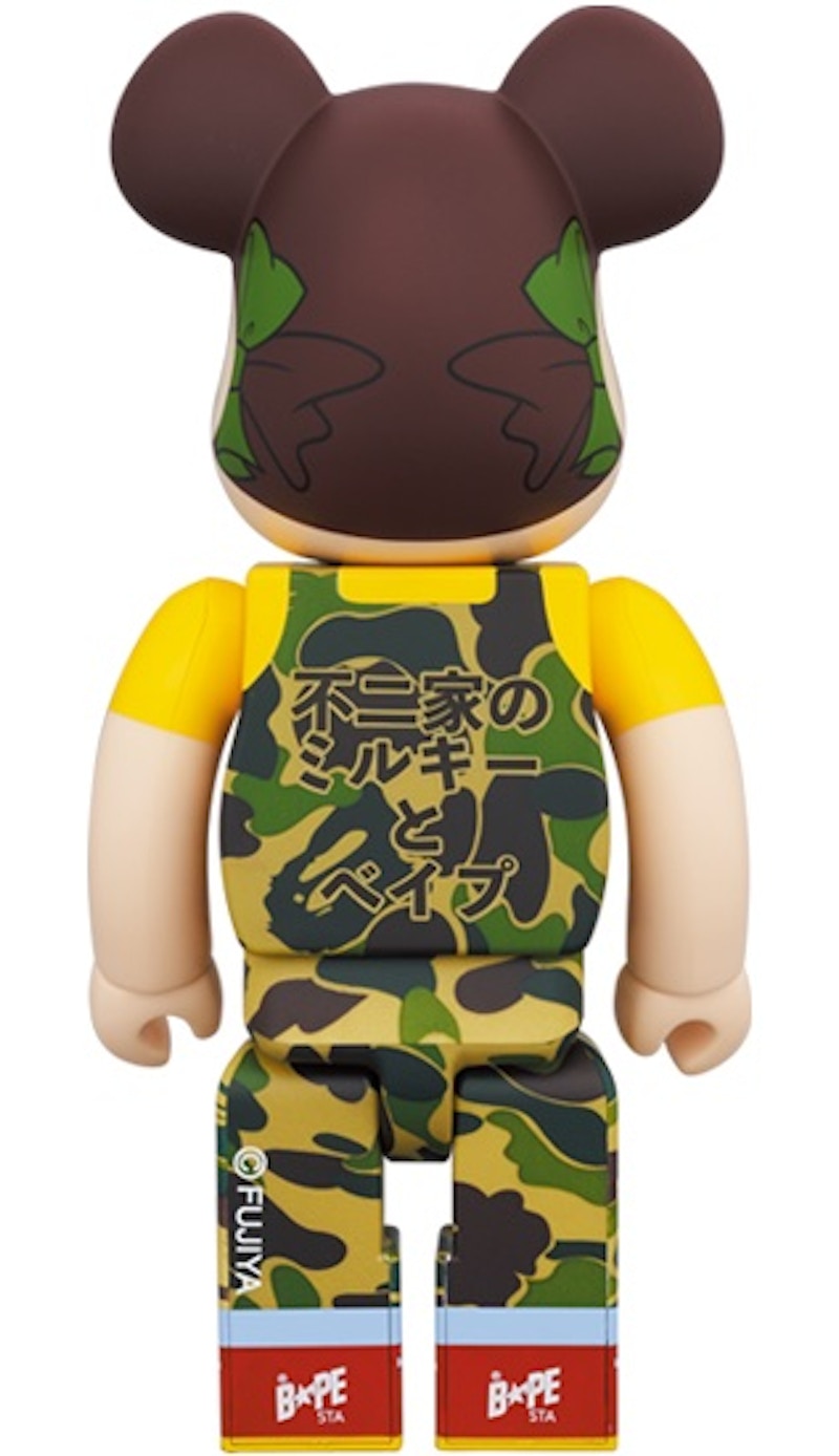 Bearbrick x BAPE Peko-chan 100% & 400% Set of 3 Green Camo/Pink Camo/Blue Camo