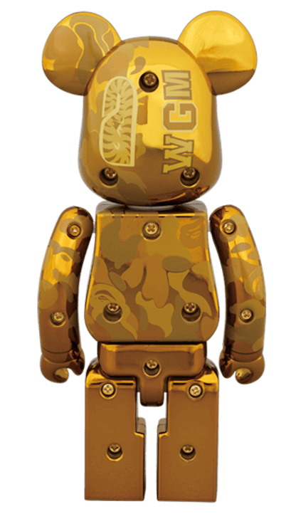 Bearbrick x BAPE Superalloy Camo Shark 200% Set Gold/Silver