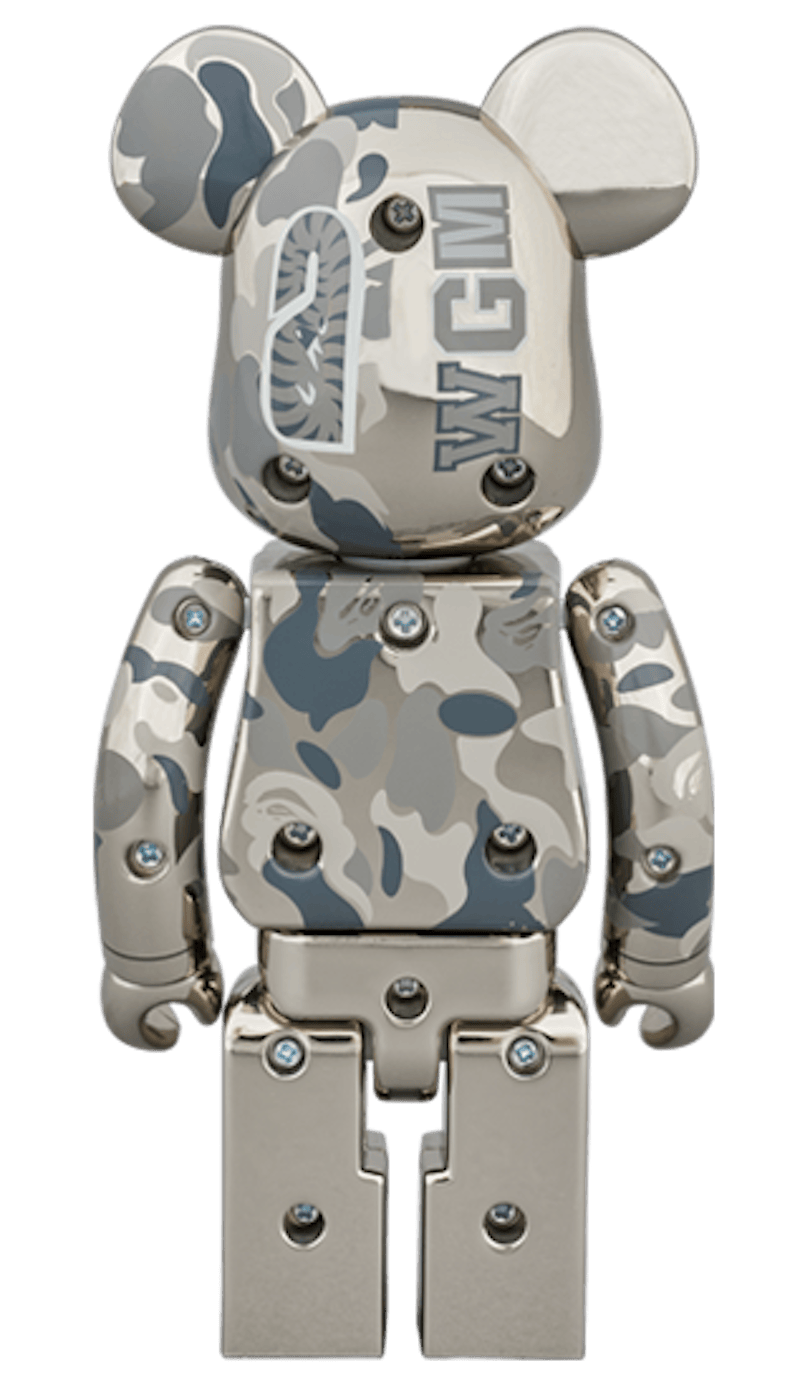 Bearbrick x BAPE Superalloy Camo Shark 200% Set Gold/Silver
