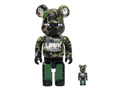Bearbrick x BAPE XLBWK Livaken Knu ABC Camo 100% & 400% Set Green