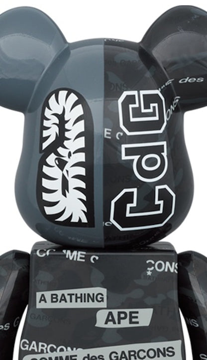 Bearbrick x BAPE x Comme des Garcons Camo Shark 100% & 400% Set