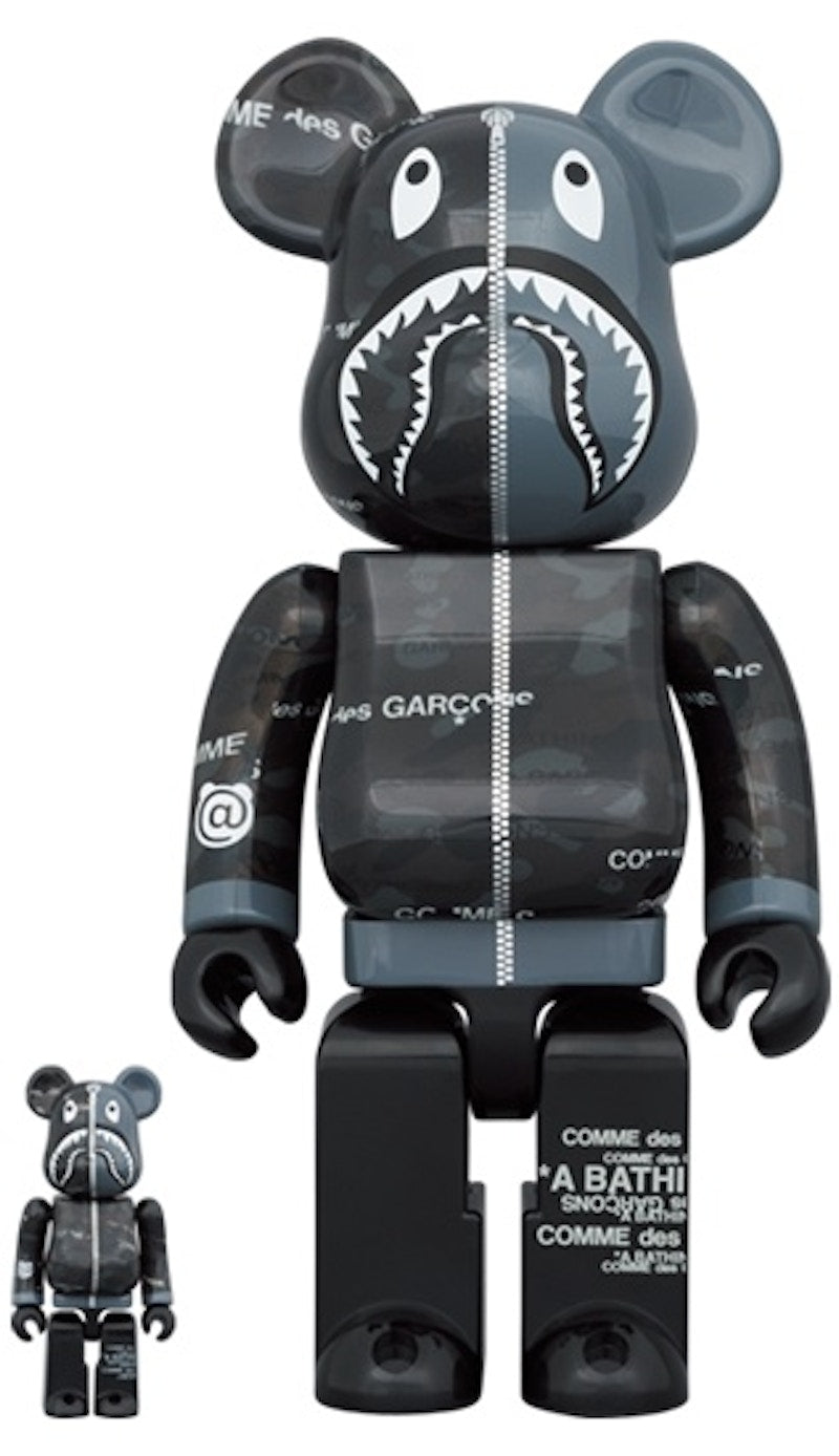 Bearbrick x BAPE x Comme des Garcons Camo Shark 100% & 400% Set