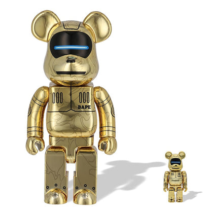 Bearbrick x BAPE x Hajime Sorayama Baby Milo 100% & 400% Set Gold