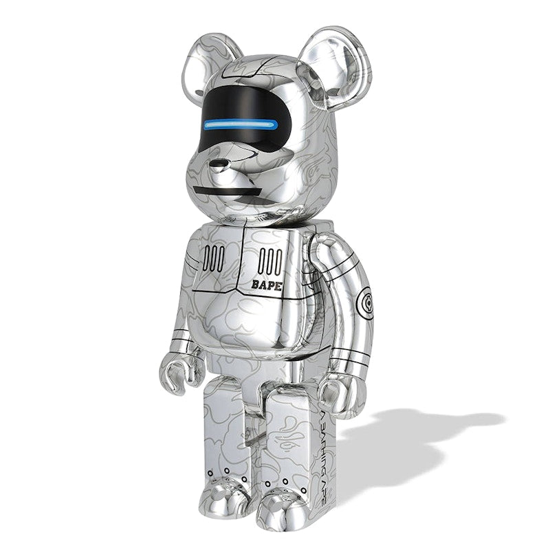 Bearbrick x BAPE x Hajime Sorayama Baby Milo 1000% Silver