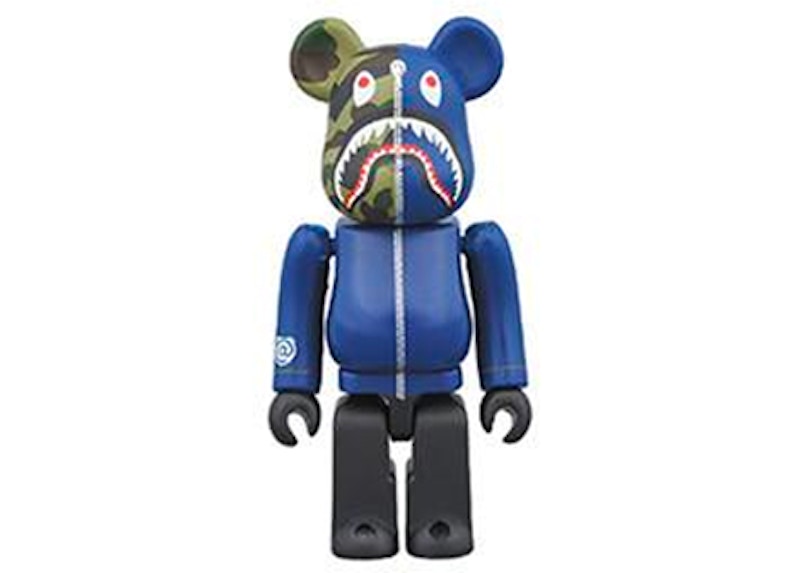 Bearbrick x Bape 1st Camo Shark 100% Navy