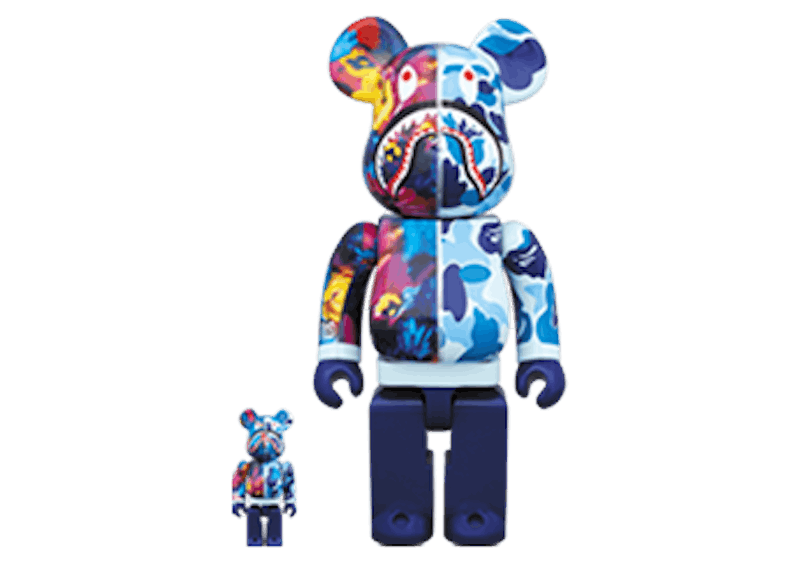 Bearbrick x Bape x Mika Ninagawa Shark 100% & 400% Set Blue