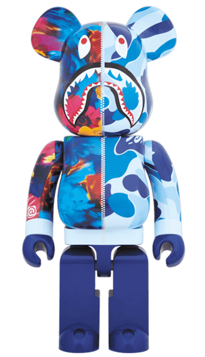 Bearbrick x Bape x Mika Ninagawa Shark 1000% Blue