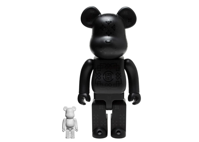 Bearbrick x CLOT Royale Silk 100% & 400% Set Black/White