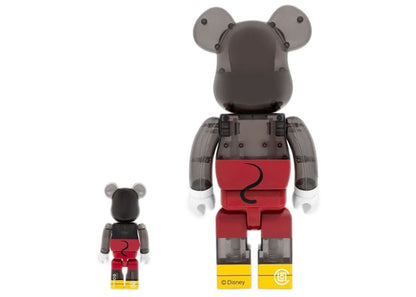 Bearbrick x CLOT x 3125C x Disney 3-Eyed Mickey Mouse 100% & 400% Set Translucent Black