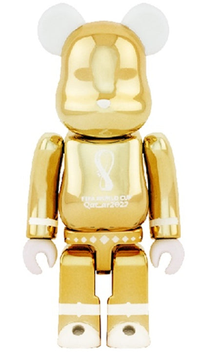 Bearbrick x FIFA World Cup Qatar 2022 100% & 400% 4-Pc Set White Chrome/Gold