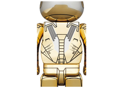 Bearbrick x Hajime Sorayama x Marvel Iron Man Reverse 100% & 400% Set Gold/Silver