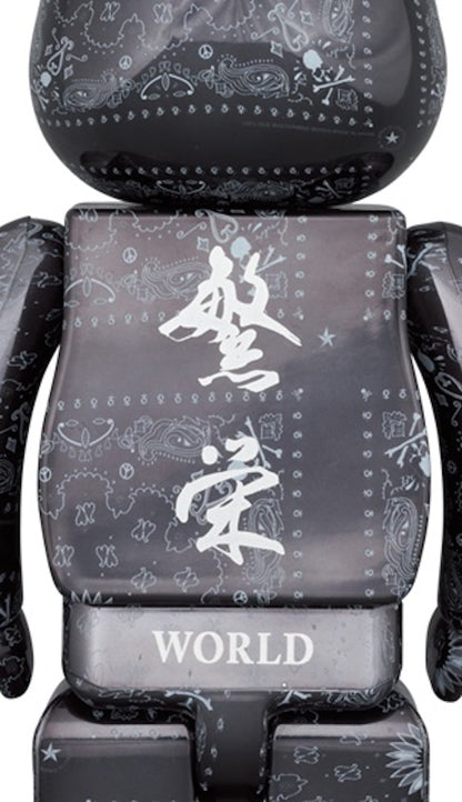 Bearbrick x Mastermind World 100% & 400% Set Black Bandana
