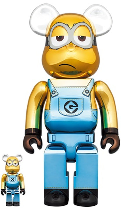 Bearbrick x Minions Kevin Chrome Ver. 100% & 400% Set