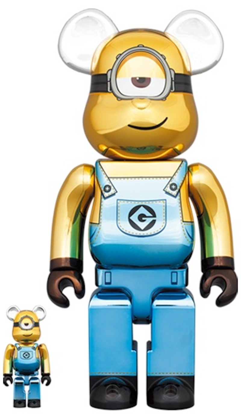 Bearbrick x Minions Stuart Chrome Ver. 100% & 400% Set