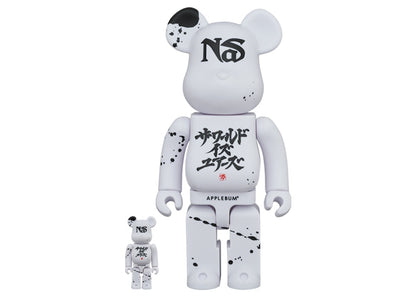 Bearbrick x Nas x APPLEBUM 100% & 400% Set White