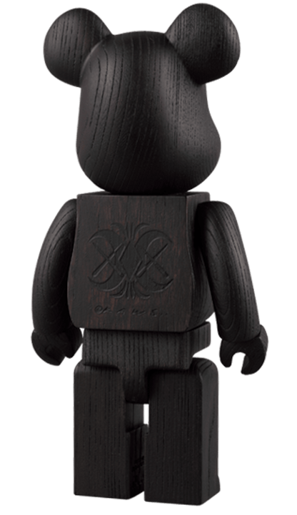 Bearbrick x KAWS Original Fake x Nexus 7 Karimoku 400% Black Wood