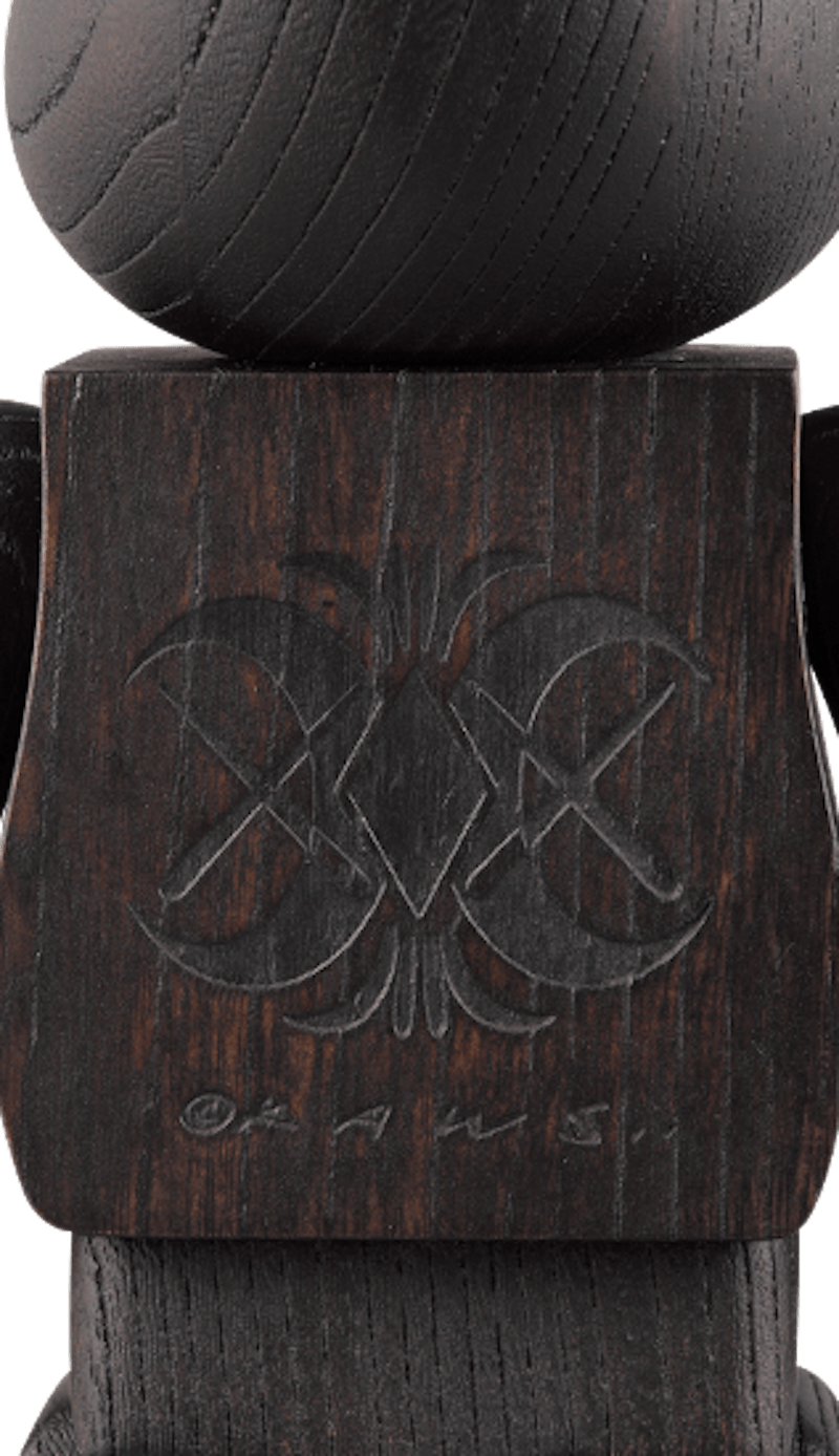 Bearbrick x KAWS Original Fake x Nexus 7 Karimoku 400% Black Wood
