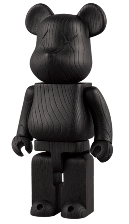 Bearbrick x KAWS Original Fake x Nexus 7 Karimoku 400% Black Wood