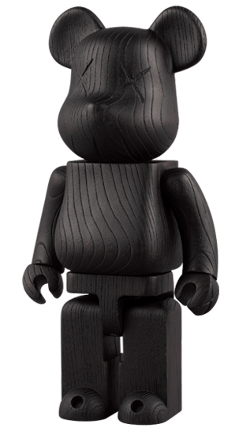 Bearbrick x KAWS Original Fake x Nexus 7 Karimoku 400% Black Wood