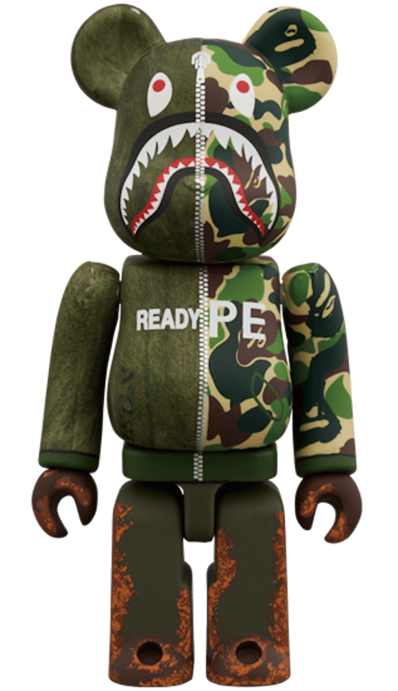 Bearbrick x Readymade x A Bathing Ape 100% & 400% Set Olive