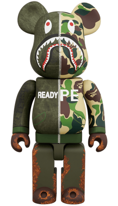 Bearbrick x Readymade x A Bathing Ape 100% & 400% Set Olive
