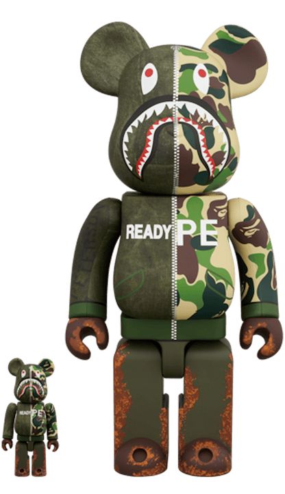 Bearbrick x Readymade x A Bathing Ape 100% & 400% Set Olive