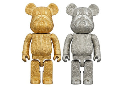 Bearbrick x Royal Selangor x BAPE Shark 400% Set Gold/Silver