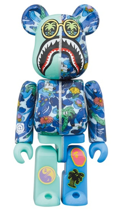 Bearbrick x Steven Harrington x BAPE Shark 100% & 400% Set Blue Camo
