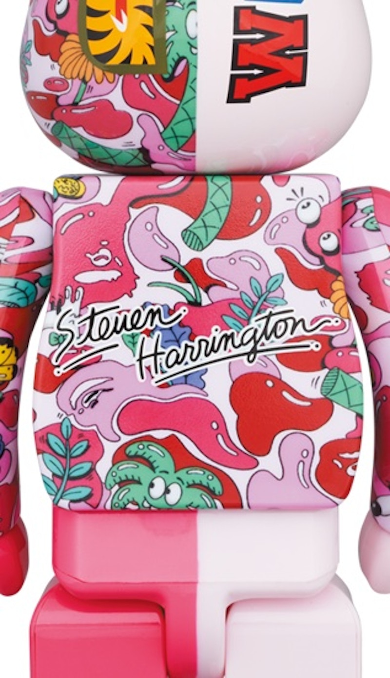 Bearbrick x Steven Harrington x BAPE Shark 100% & 400% Set Pink Camo